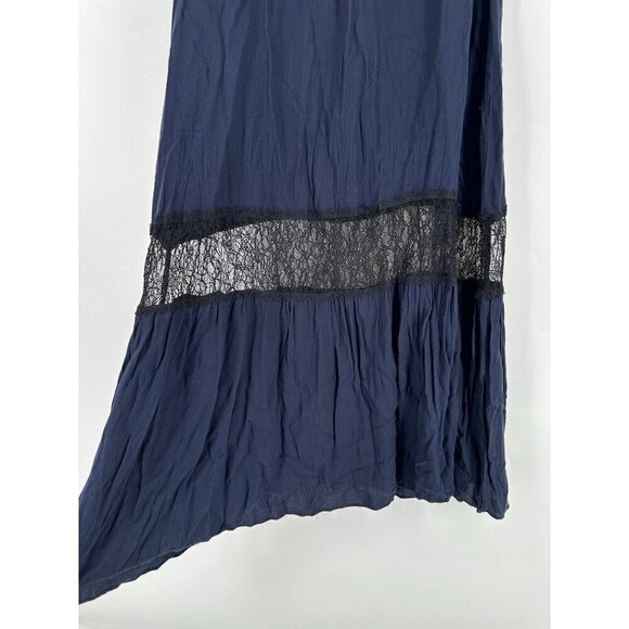 Alice + Olivia Navy Mitsy Lace Trim Maxi Dress Women’s 4 READ - Picture 6 of 12